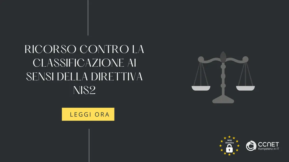 Ricorso controlo la classificazione ai sensi della direttiva NIS2