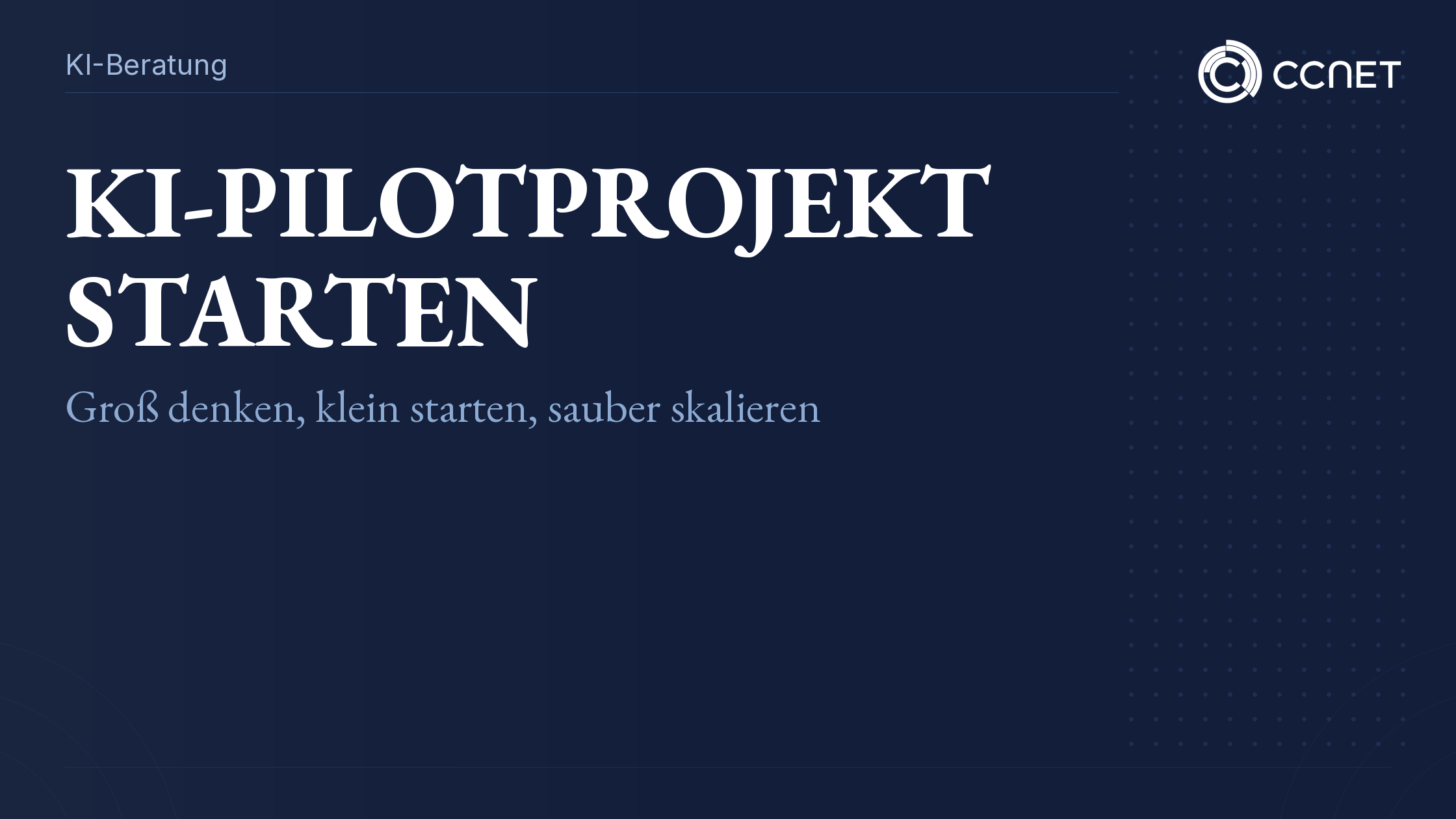 CCNet Banner zum Start eines KI-Pilotprojekts in der Industrie