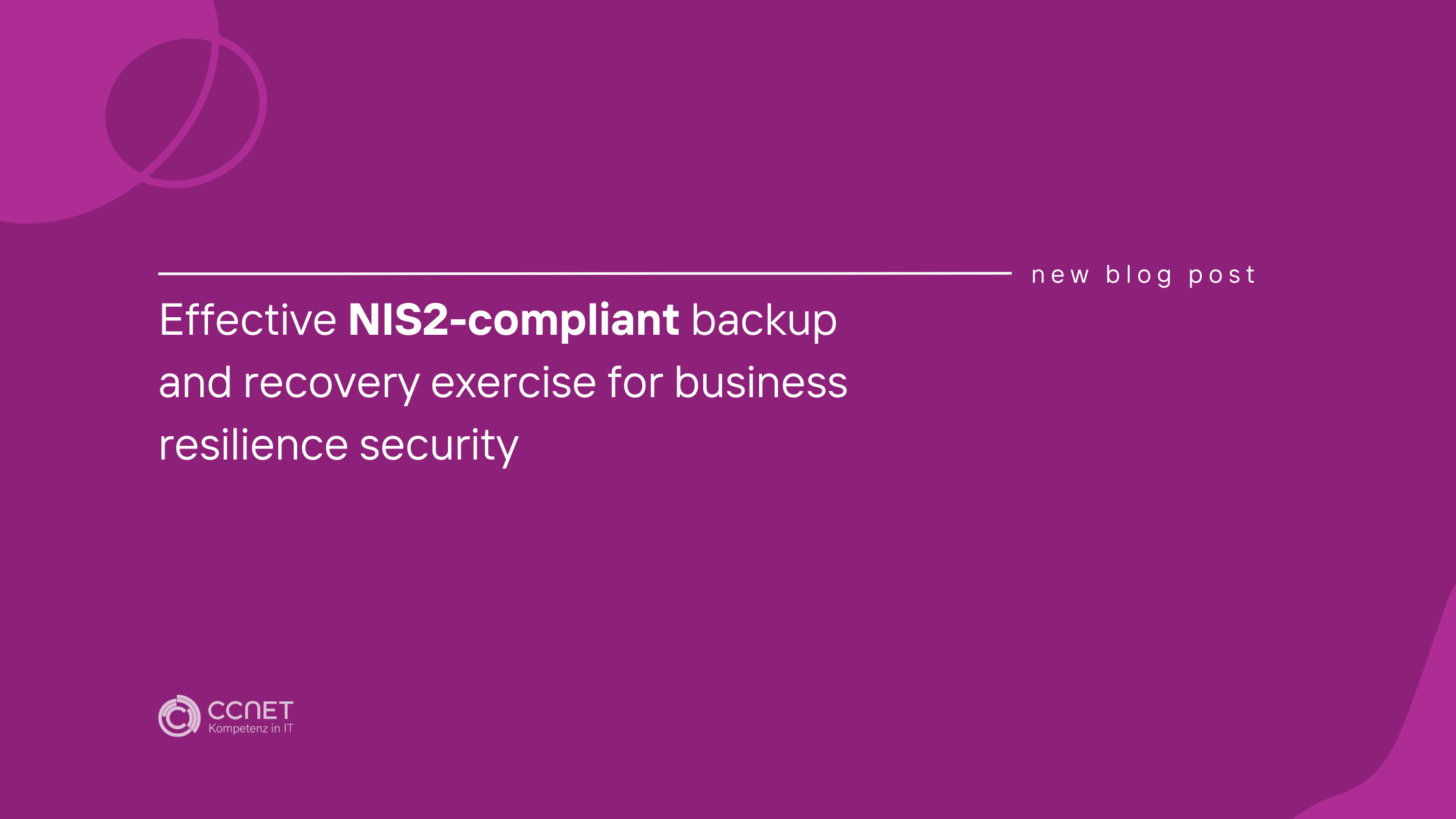 Effective NIS2-compliant backup and recovery exercise for business resilience security