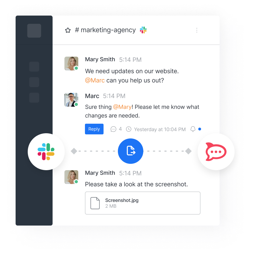 Rocket.Chat-Chatfenster mit Dateiübertragung und angebundenen Kommunikationswerkzeugen