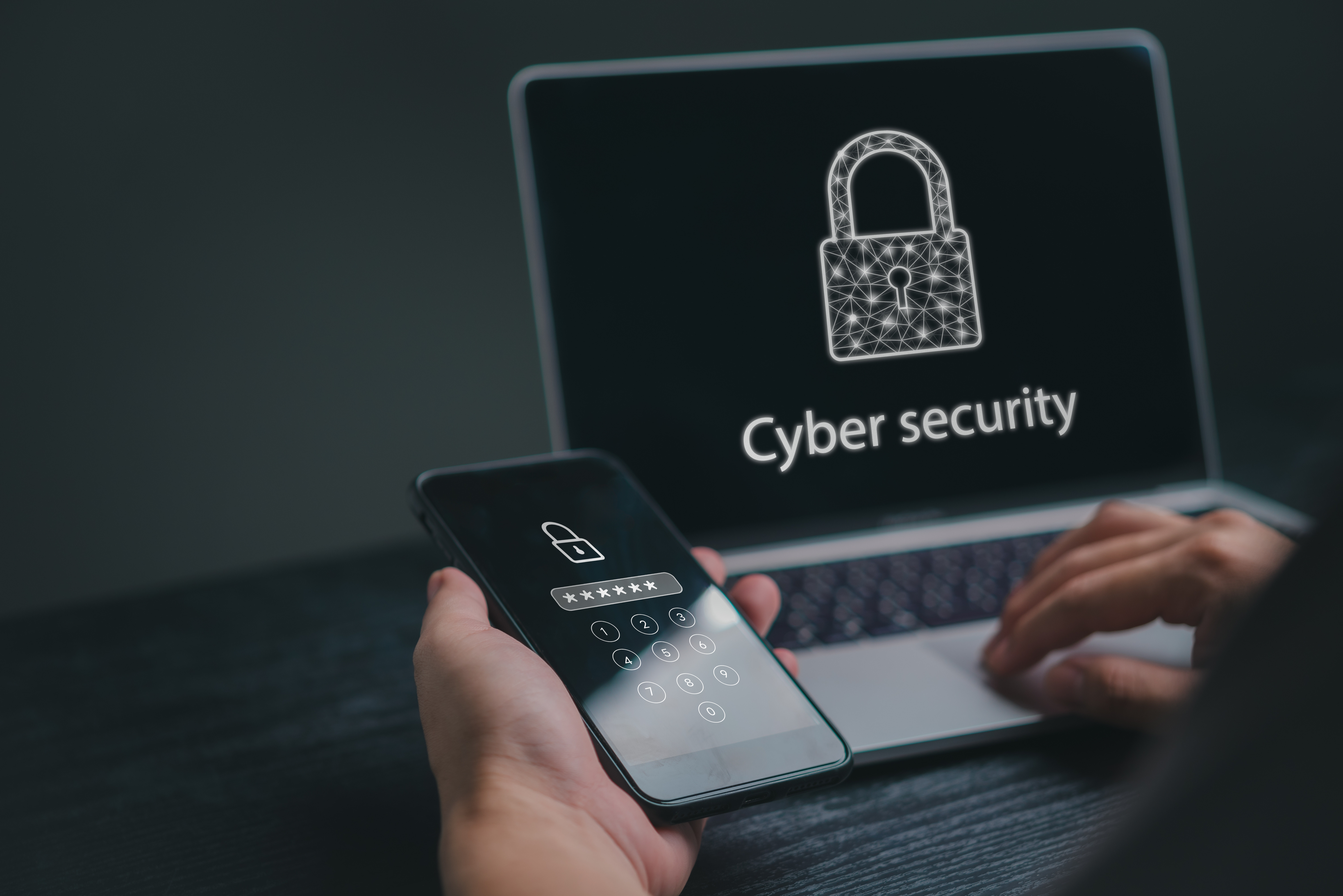 Cyber Security screen on a laptop computer